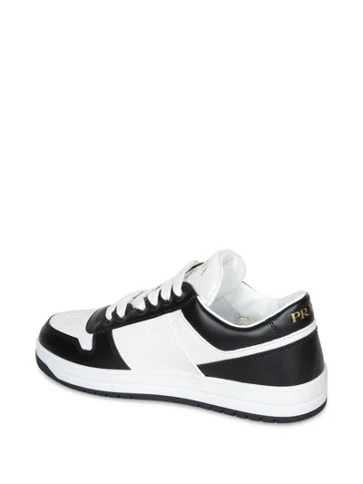 Prada Urban Leather Sneakers Featuring Contrast Panels In Black