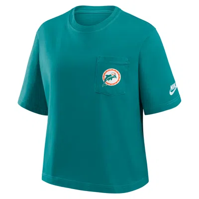 Nike Miami Dolphins Rewind Pocket Boxy  Women's Nfl T-shirt In Green