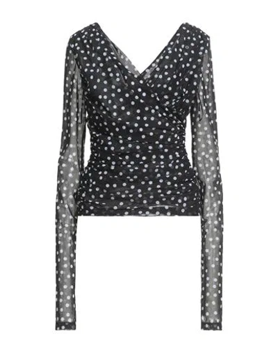 Dolce & Gabbana Polka Dot Print Tulle Top In Black