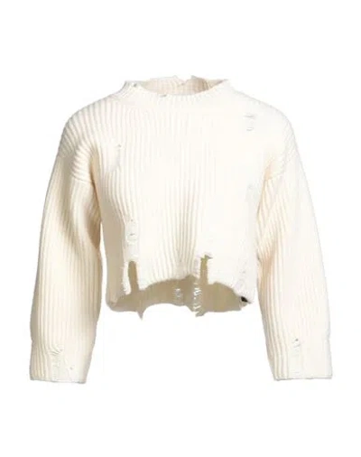 Ann Demeulemeester Woman Turtleneck Cream Size L Virgin Wool In White