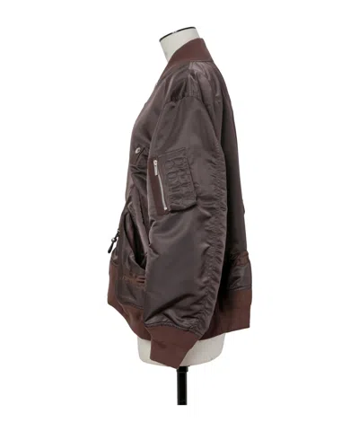 Sacai Drawstring-detail Bomber Jacket In Brown
