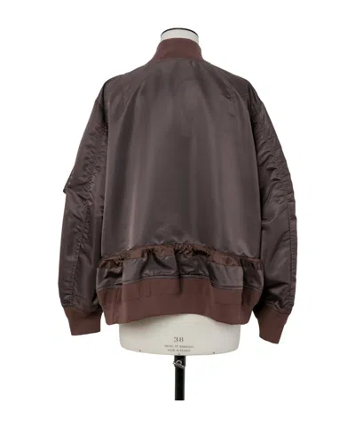 Sacai Drawstring-detail Bomber Jacket In Brown