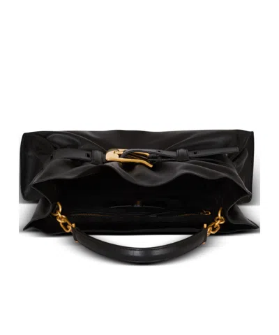 Balmain Anthem Medium Buckle Shoulder Bag In Calfskin In Black