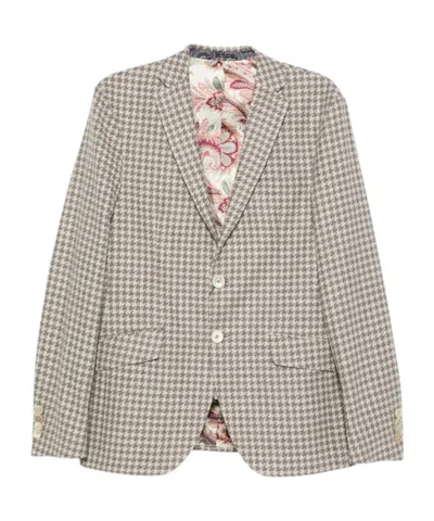 Etro Houndstooth-pattern Jacket In Nude