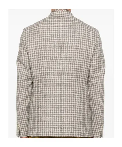 Etro Houndstooth-pattern Jacket In Nude