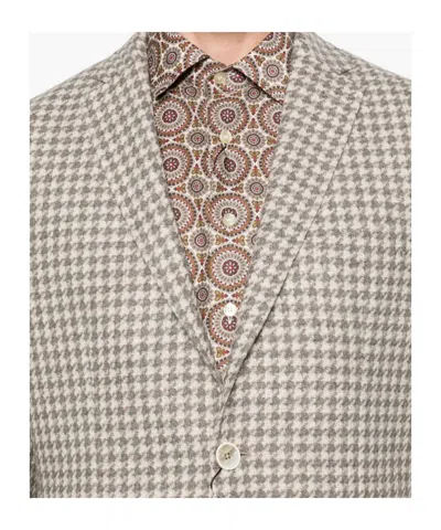 Etro Houndstooth-pattern Jacket In Nude
