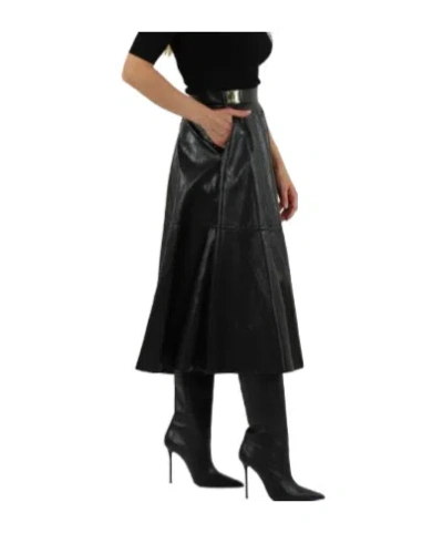 Elisabetta Franchi Leather-effect Panelled Midi Skirt In Black
