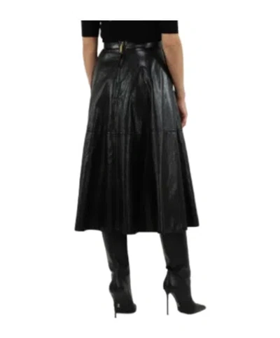 Elisabetta Franchi Leather-effect Panelled Midi Skirt In Black