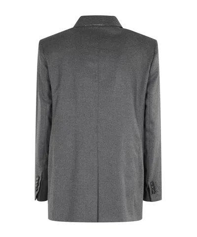 Seventy Double-breasted Gray Blazer With Tailored Silhouette In Gray