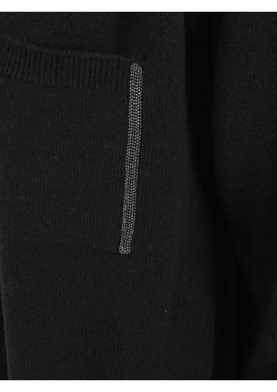 Fabiana Filippi Knit Dress With Brooch In Black