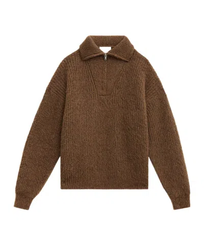 Isabel Marant Half Zip Sweater High Collar In Brown