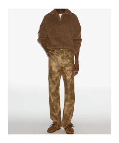 Isabel Marant Half Zip Sweater High Collar In Brown