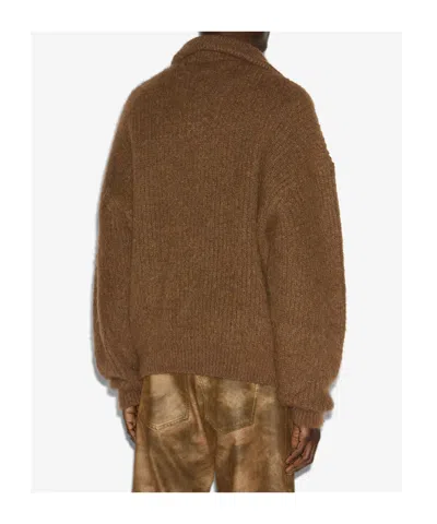 Isabel Marant Half Zip Sweater High Collar In Brown