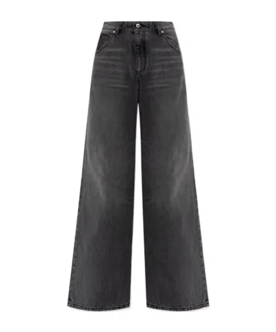 Blumarine Whiskering-effect Jeans In Gray