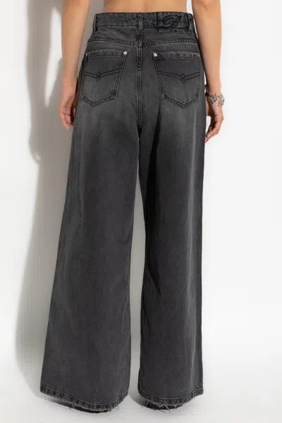Blumarine Whiskering-effect Jeans In Gray