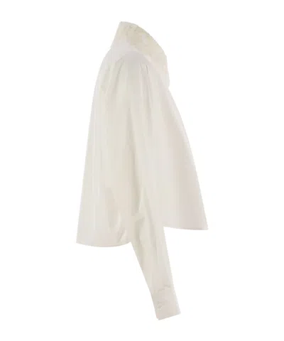 Fabiana Filippi Cropped Shirt With Lace Collar In Neutral