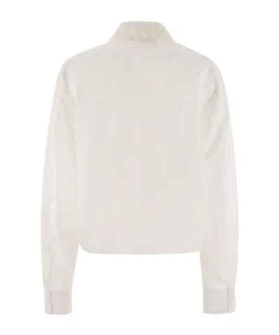 Fabiana Filippi Cropped Shirt With Lace Collar In Neutral