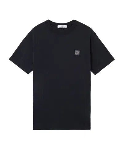 Stone Island Logo Cotton T-shirt In Black