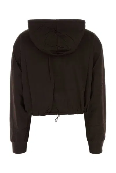 Prada Reversible Drawstring Hem Cotton Sweatshirt In Black