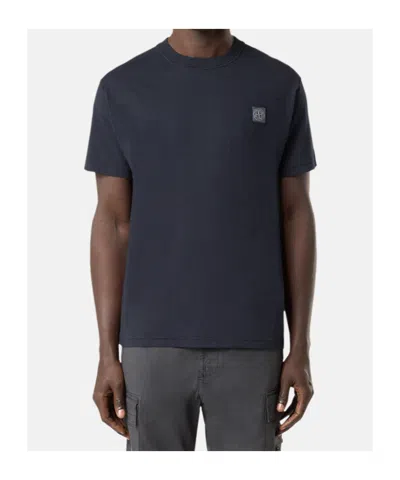 Stone Island Logo Cotton T-shirt In Black