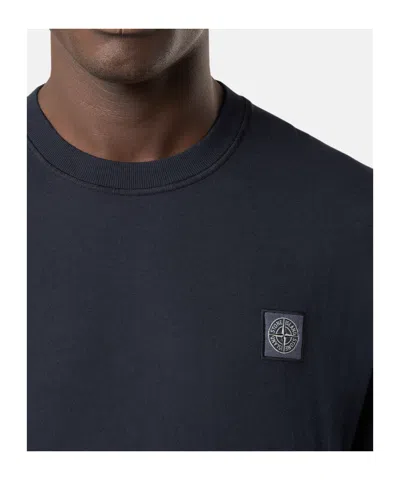 Stone Island Logo Cotton T-shirt In Black