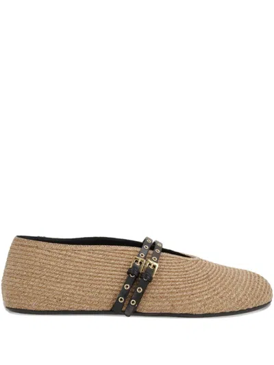 Alaïa Alaia Flat Ballerinas Natural Colour In Paper Straw Women In Neutral