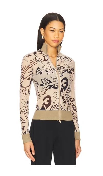 Juliet Johnstone Mesh Track Jacket In Beige