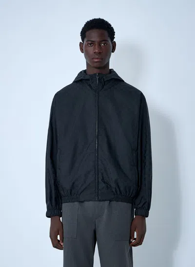Gucci Men Gg Jacquard Nylon Zip-up Jacket In Black