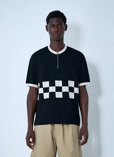 Visvim Checkerboard Panel Knitted T-shirt In Black
