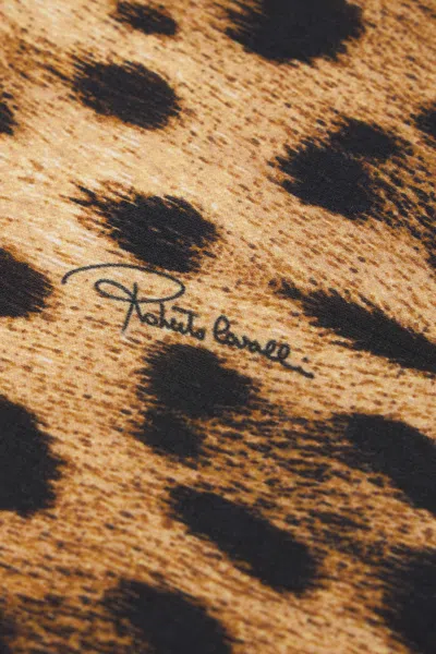 Roberto Cavalli Silk Scarf With Jaguar Skin Print In Multi