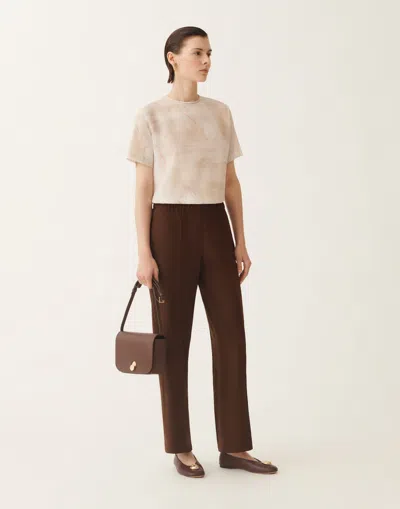 Fabiana Filippi Elastic-waist Side-seam Trousers In Brown