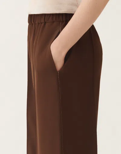 Fabiana Filippi Elastic-waist Side-seam Trousers In Brown
