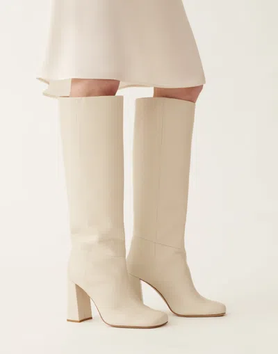 Fabiana Filippi Block-heel Leather Boots In White