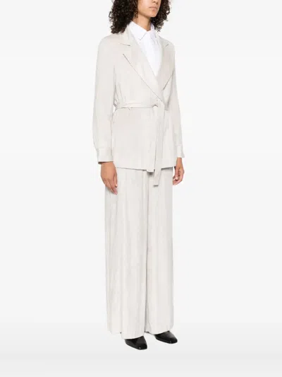 Peserico Belted Wrap-front Jacket In Neutral