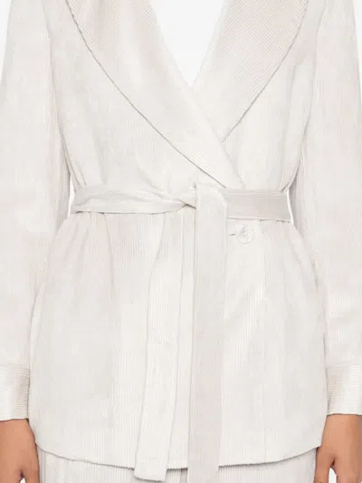 Peserico Belted Wrap-front Jacket In Neutral