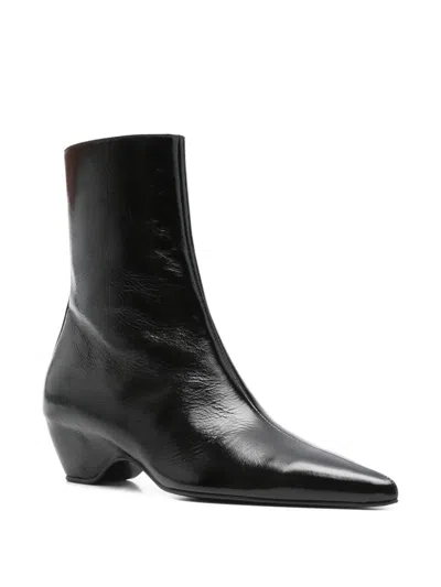 Khaite Arizona Pointed-toe Calf Leather Ankle Boots In Black