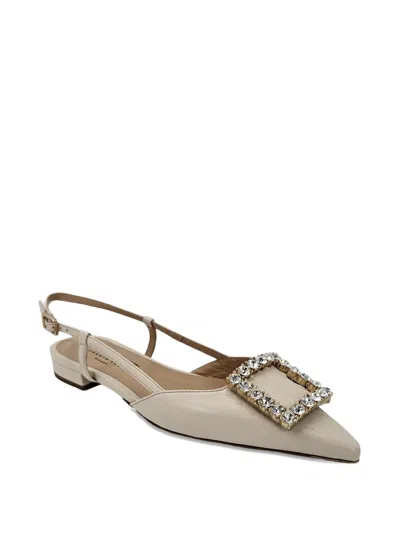Madison.maison Embellished Slingback Flat Pumps In Neutral