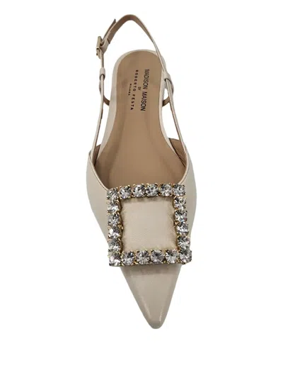 Madison.maison Embellished Slingback Flat Pumps In Neutral