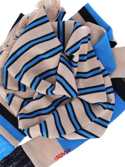 Marni Fringed Striped Scarf With Tassel Detail In Multi