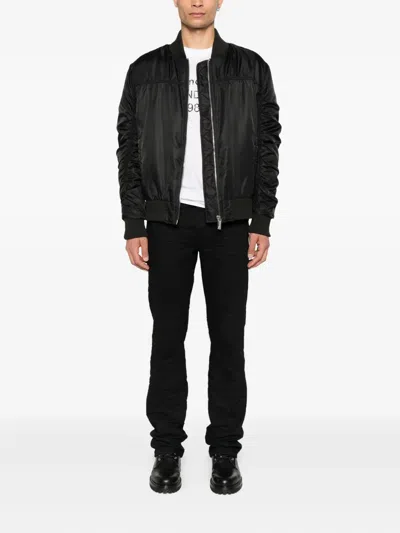 John Richmond Bomber Jacket With Ruched Detailing In Black