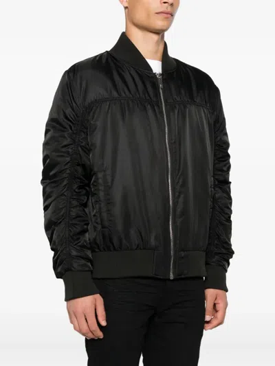 John Richmond Bomber Jacket With Ruched Detailing In Black