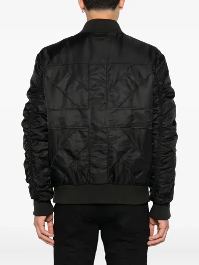 John Richmond Bomber Jacket With Ruched Detailing In Black