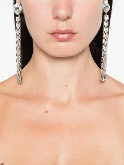 Alessandra Rich Silver Fringed Earrings In Metallic