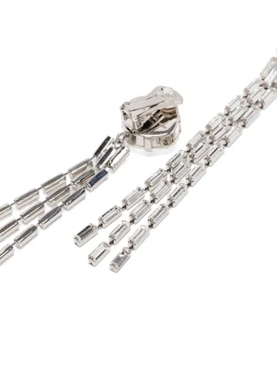 Alessandra Rich Silver Fringed Earrings In Metallic