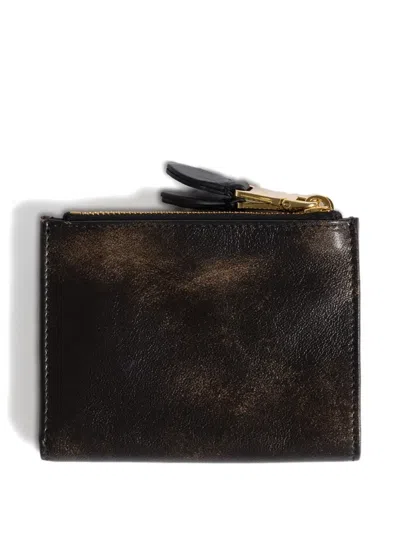 Miu Miu Small Logo-embossed Leather Wallet In Brown
