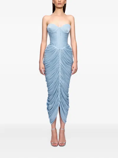 Ana Radu Rochie Strapless Midi Dress In Blue