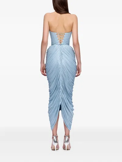 Ana Radu Rochie Strapless Midi Dress In Blue