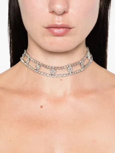 Alessandra Rich Crystal-embellished Necklace In Metallic