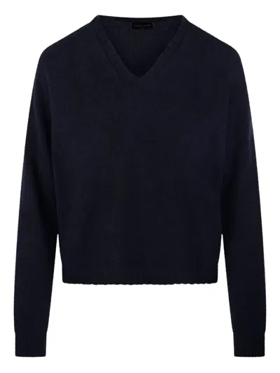 Roberto Collina Wool V Neck Sweater In Black