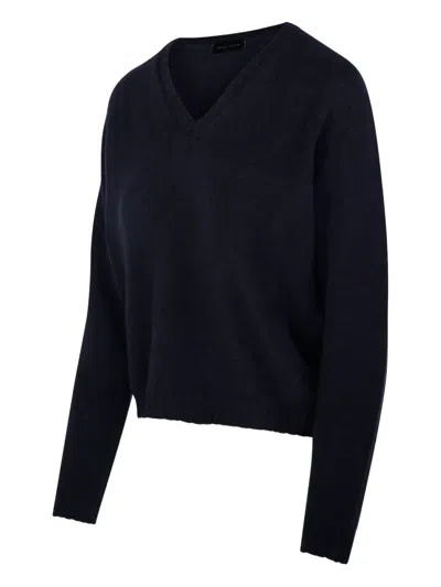 Roberto Collina Wool V Neck Sweater In Black